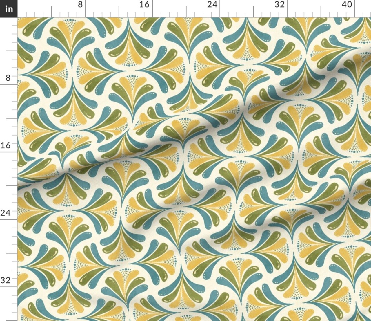 Various Fabrics by the Yard or Fat Quarter Retro Fan Scallop 70S Ogee Maximalist Splash Dots Summer Mid Century Custom Printed Fabric by Spoonflower
